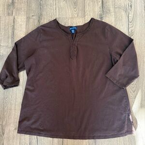 Karen Scott Chocolate Brown 3/4 sleeve Top